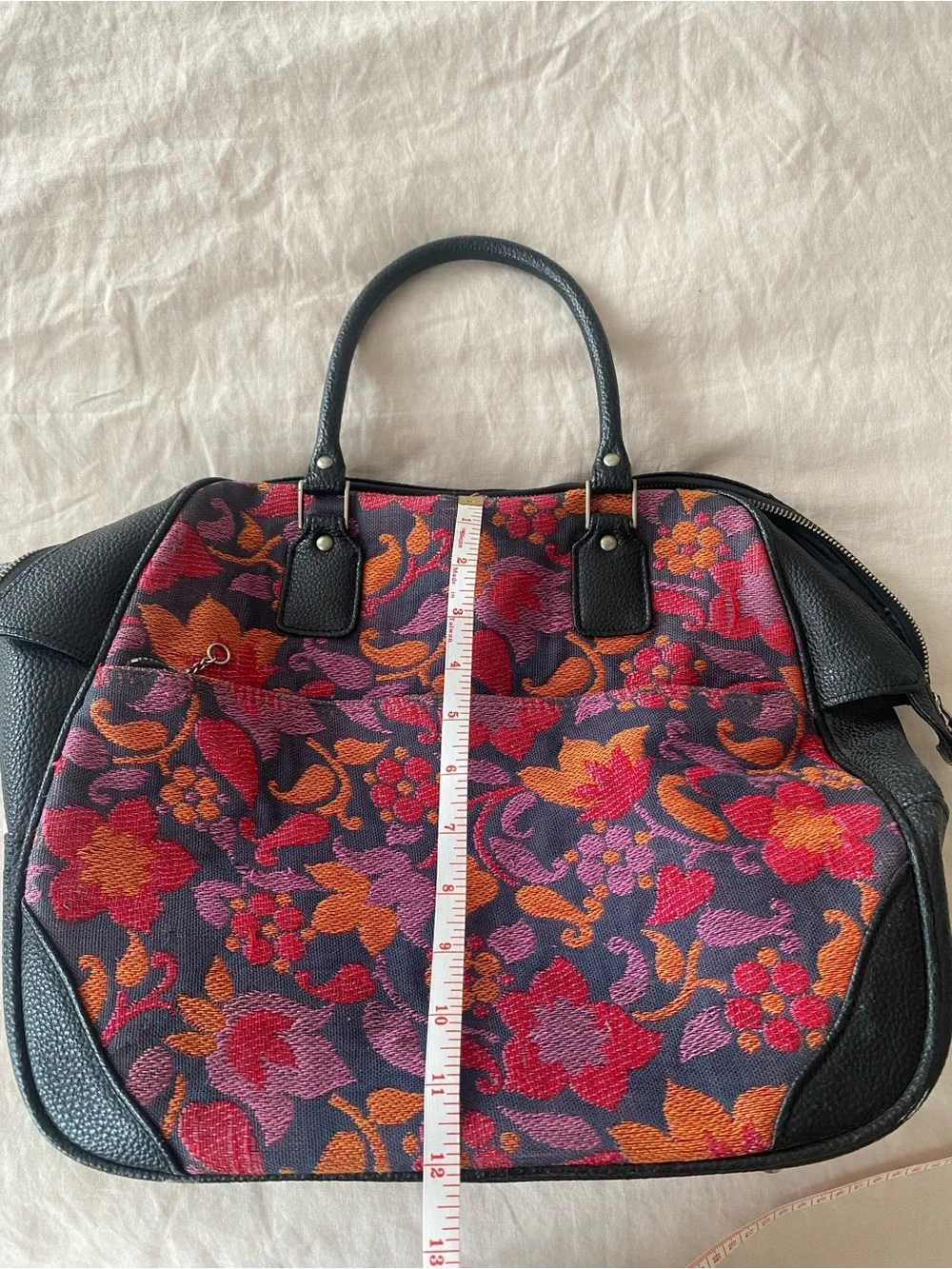 Vintage 70’s Floral Tapestry Travel Tote Bag Rare